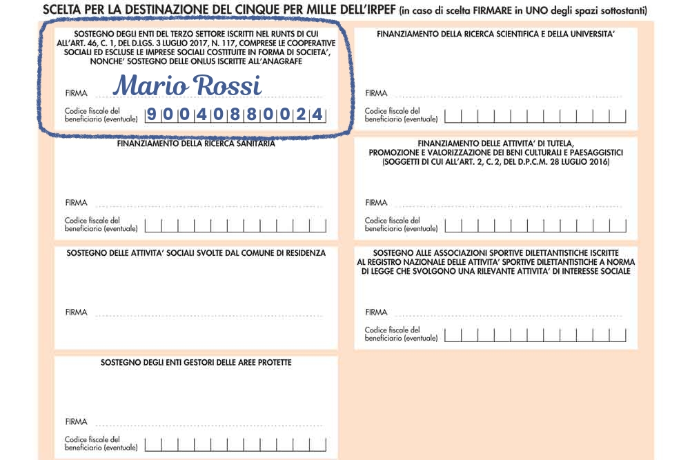 Fac Simile modulo 5x1000 da compilare Consiglio Centrale di Biella